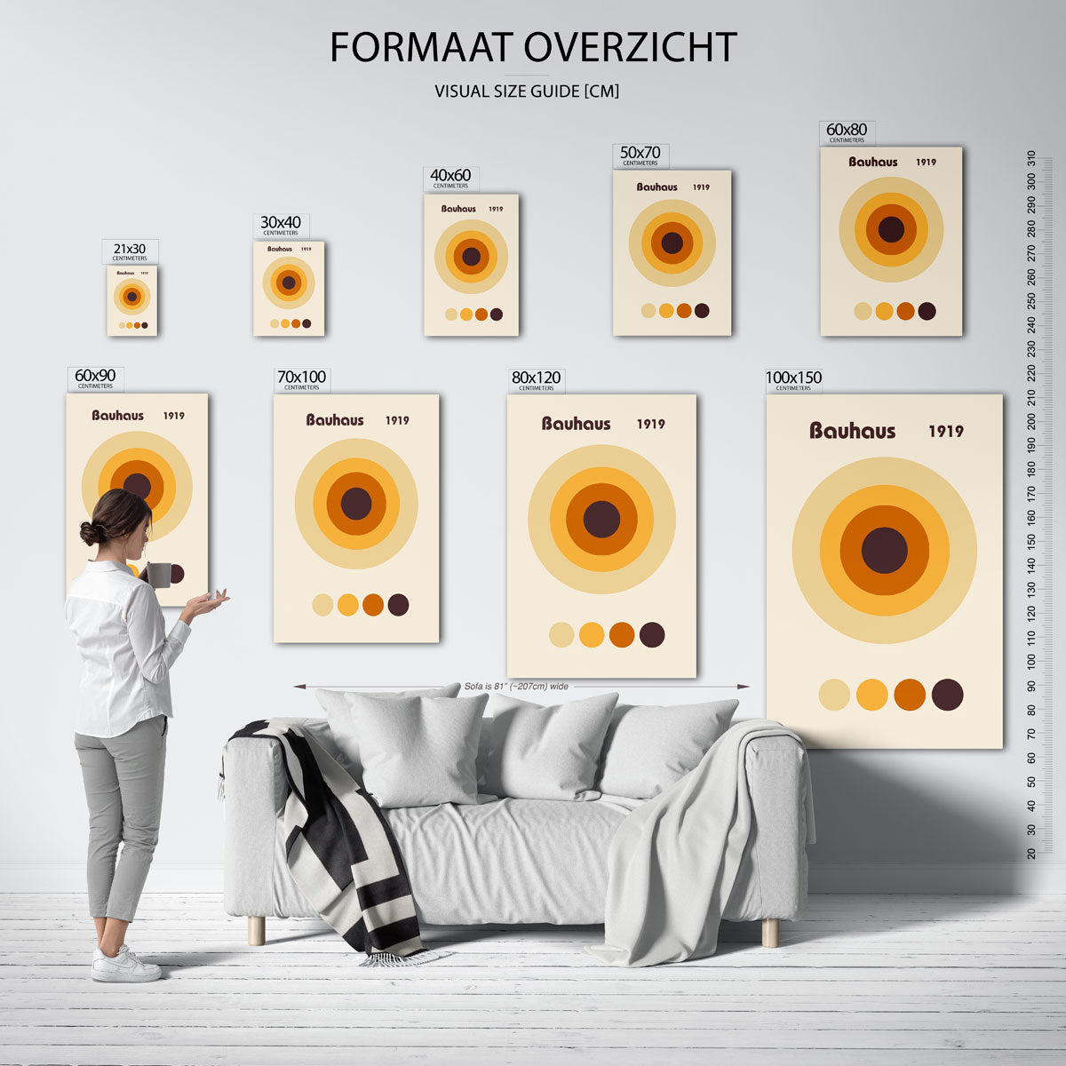 Cirkelvormen en kleur – geometrische poster in Bauhaus-stijl van WallArtistic