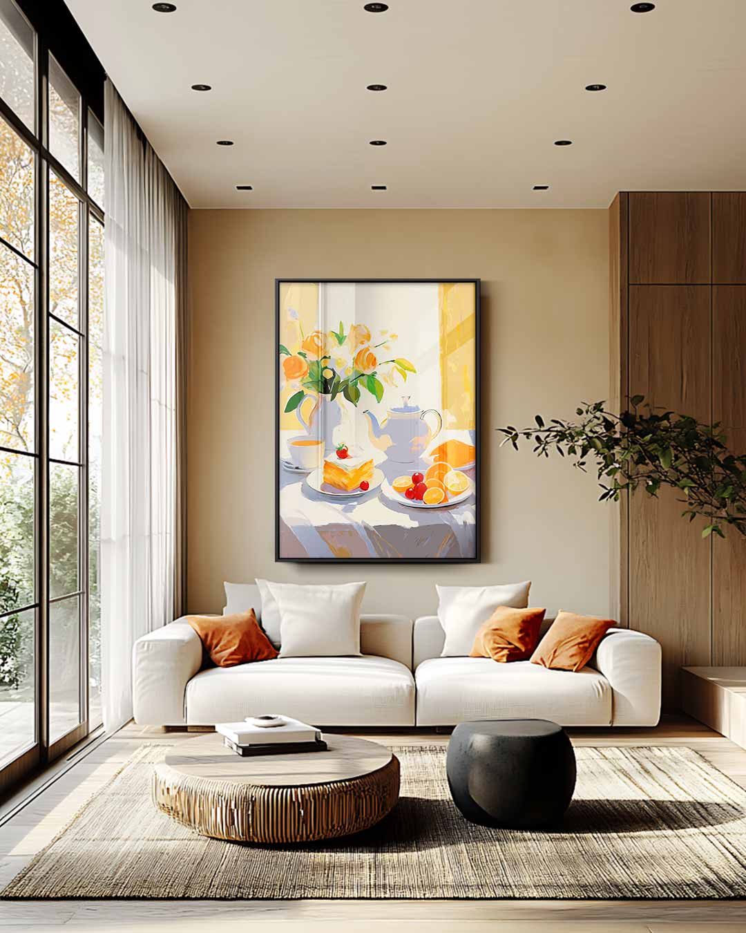 Zonnige Ontbijtstilleven – plexiglas wanddecoratie in portret formaat