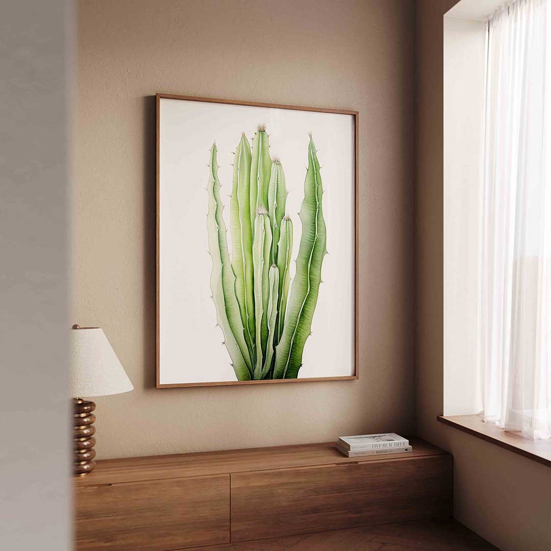 Groene cactus – tropische wandkunst als portret poster