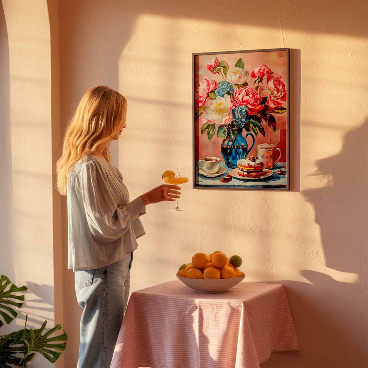 Bloemige Ontbijt Vibes – keuken poster als sfeervolle staande wanddecoratie