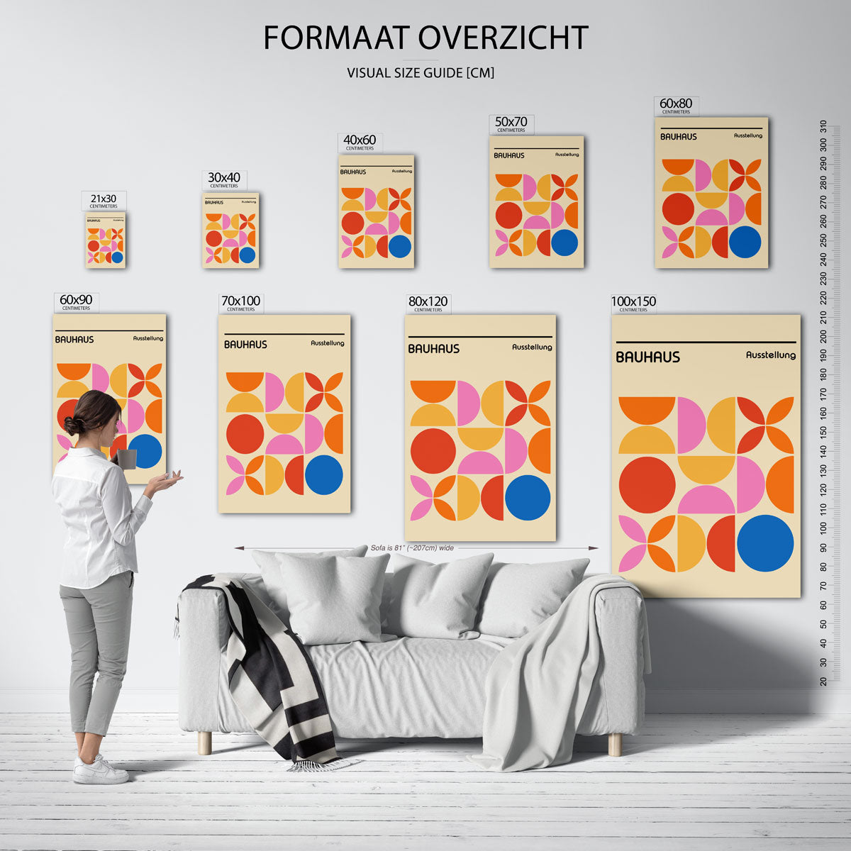 Vorm en kleur – geometrische poster in Bauhaus-stijl van WallArtistic