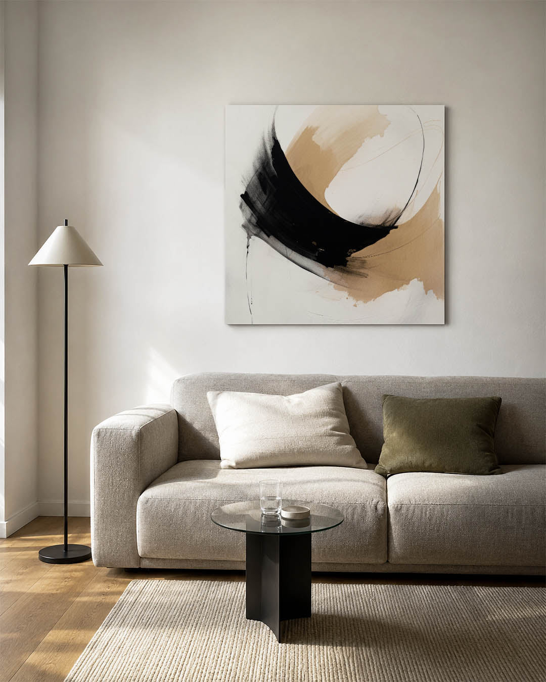 Dynamische kleurvlakken kunstwerk – vierkante wanddecoratie – dit werk toont vloeiende lijnen en contrasterende kleurvlakken