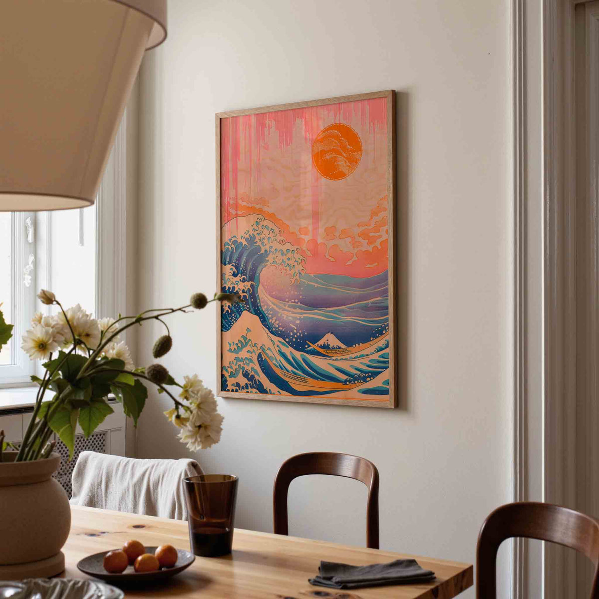 Golven en zon – kunst en design poster in portret formaat