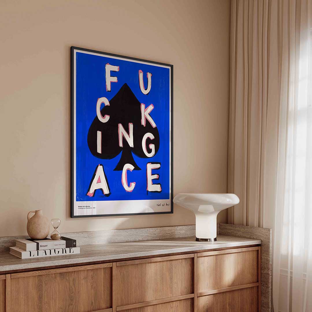 Speelkaart met letters – urban poster in staand formaat