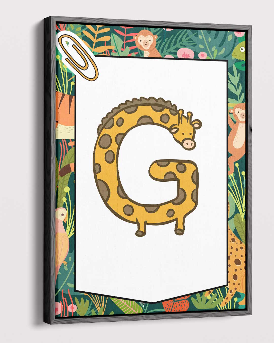 Giraffe Letter G Poster – plexiglas wanddecoratie in portret formaat