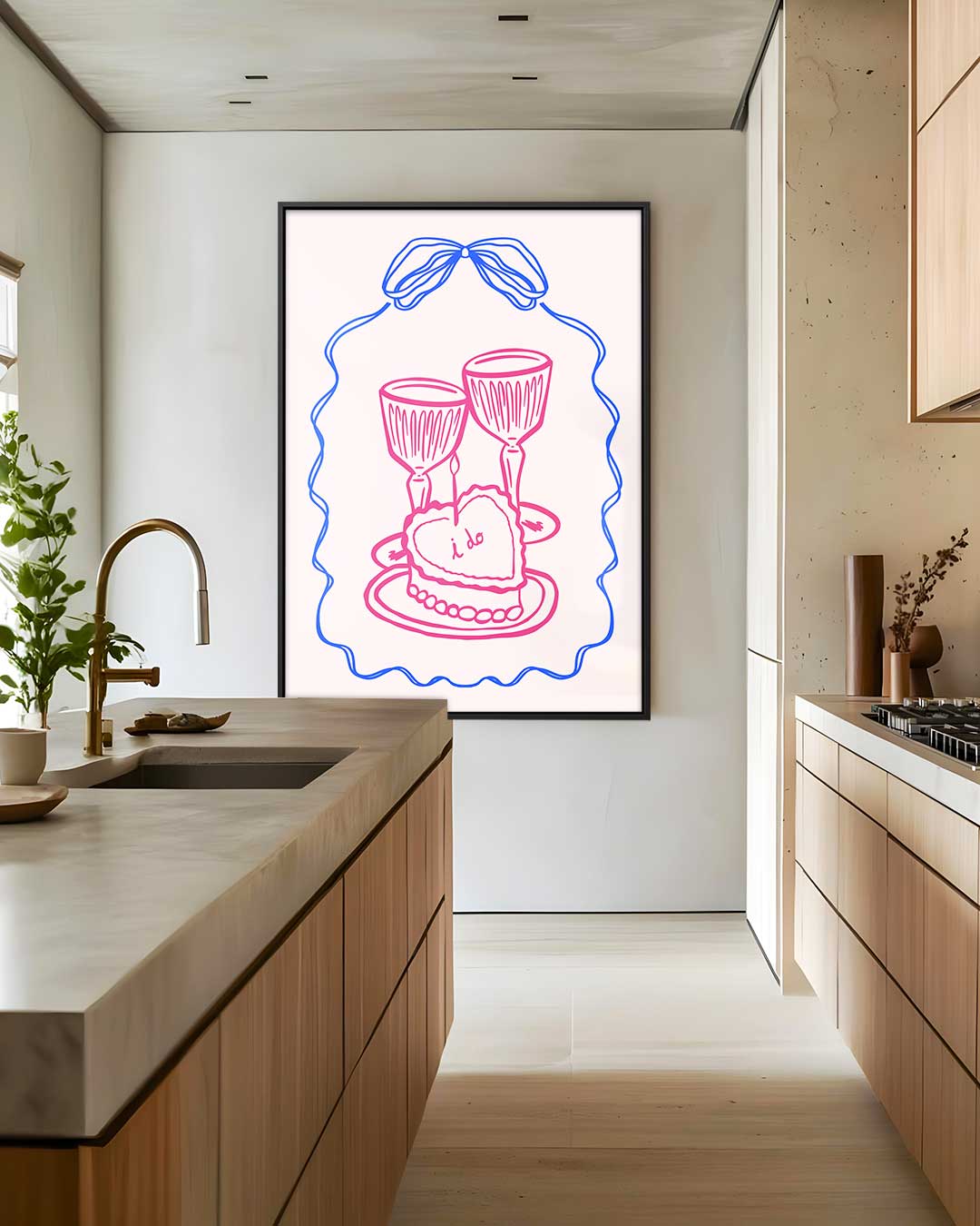 Romantische Toast Illustratie – staand kunstwerk voor modern interieur