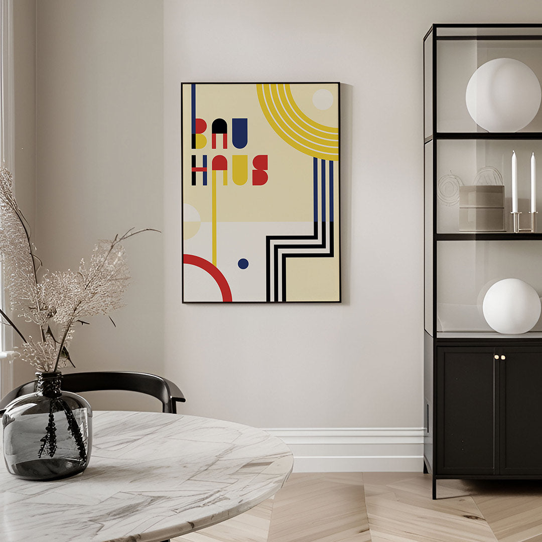 Vormen en kleurvlakken – geometrische Bauhaus poster in staand formaat