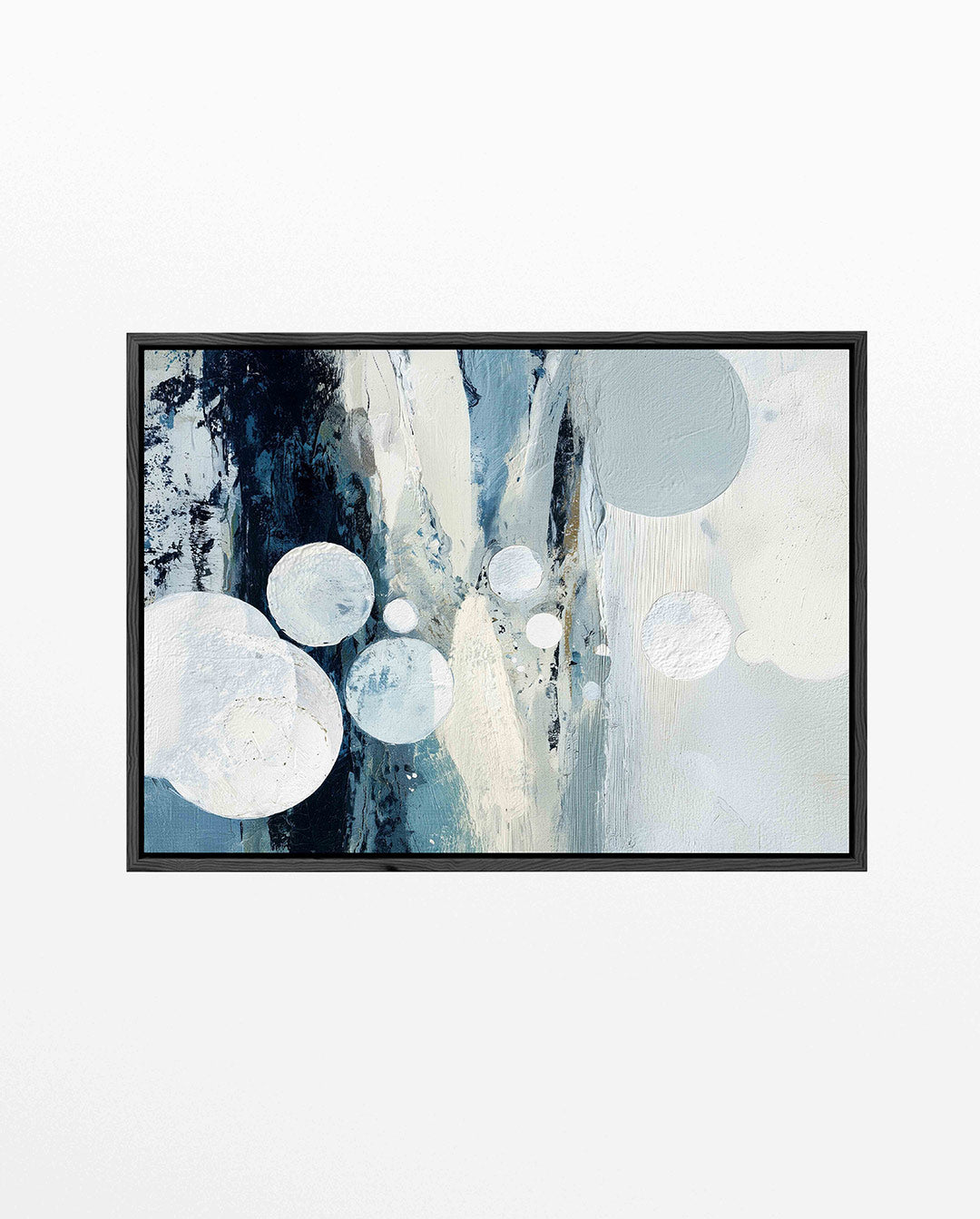 Cirkelpatronen in blauw – liggend abstract kunstwerk