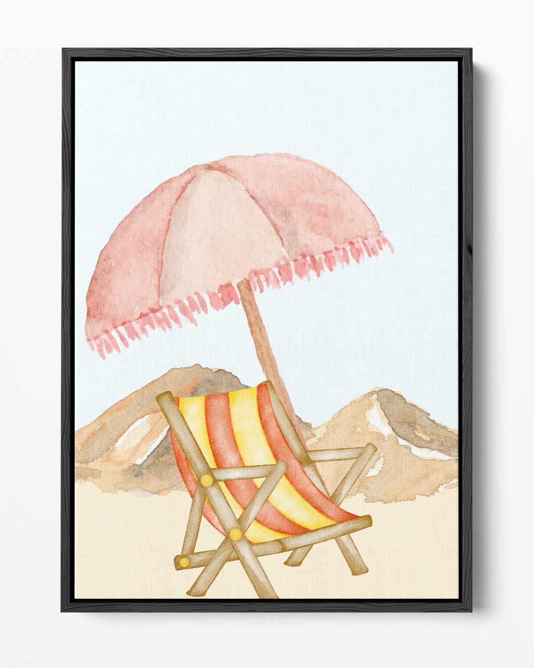 Zomerse Stranddag Aquarel – portret kunstwerk als wanddecoratie