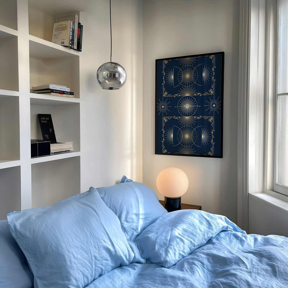 Art Deco Zonnestralen – mindful poster als rustige wanddecoratie
