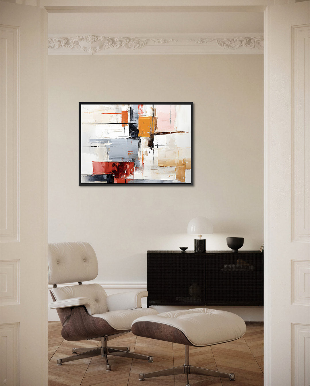 Geometrische kleurencompositie – Geometrische – liggende wanddecoratie
