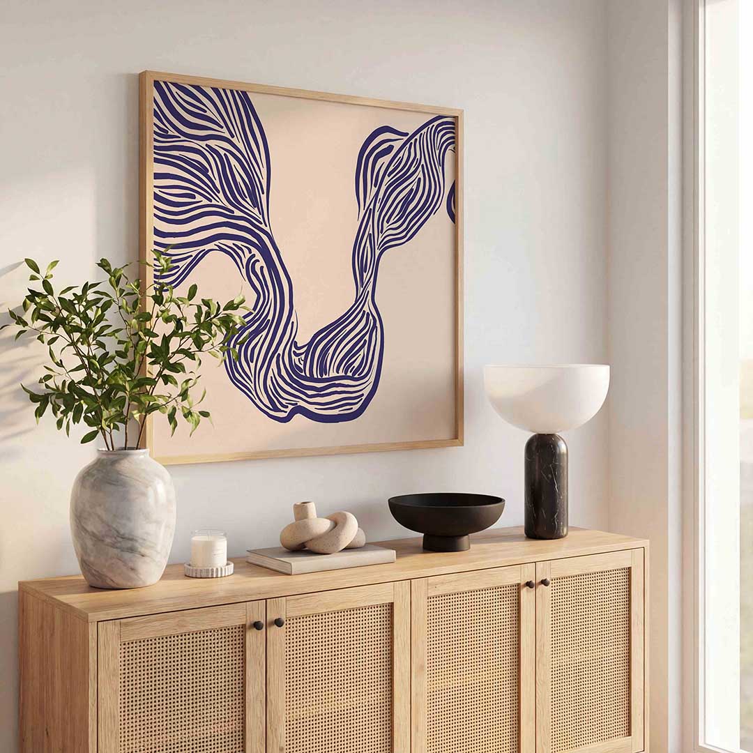 Golvende lijnen – abstracte wandkunst als vierkante poster