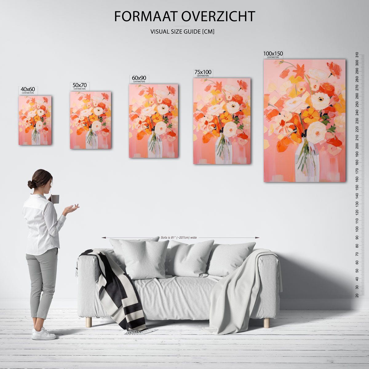 Bloemrijke kleurenexplosie – staande wanddecoratie van WallArtistic