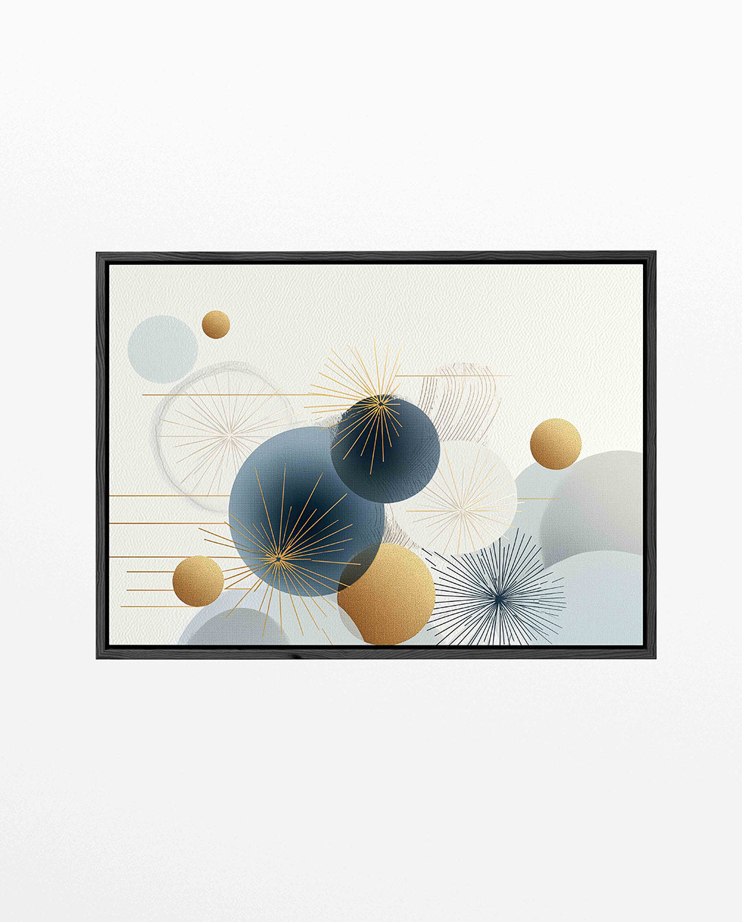 Geometrische cirkelcompositie – Blauwe – liggend abstract kunstwerk