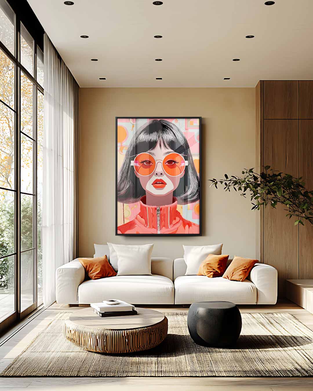 Retro Chic Portret – staand kunstwerk voor modern interieur