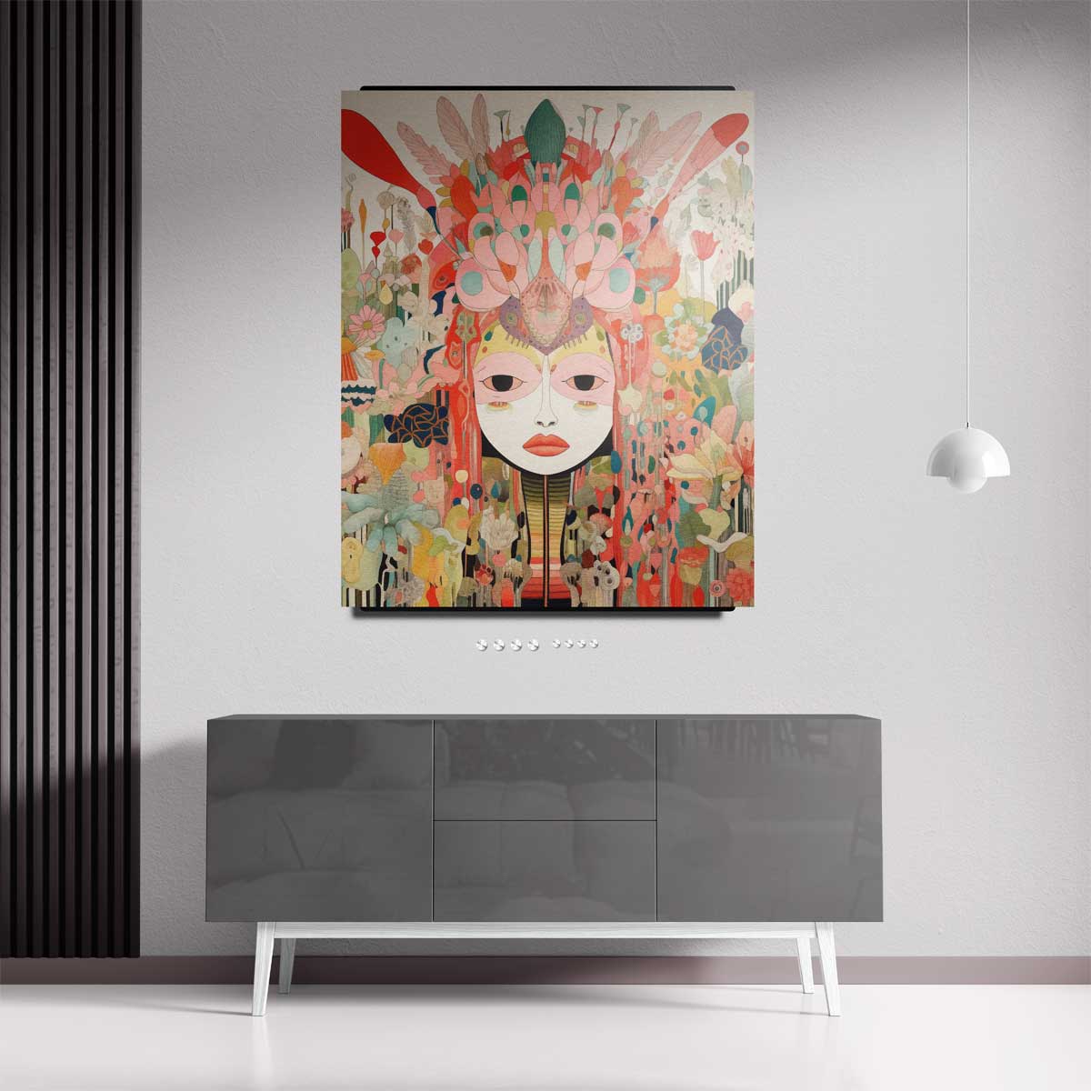 Vrolijke Fantasiegezichten – staand kunstwerk voor modern interieur
