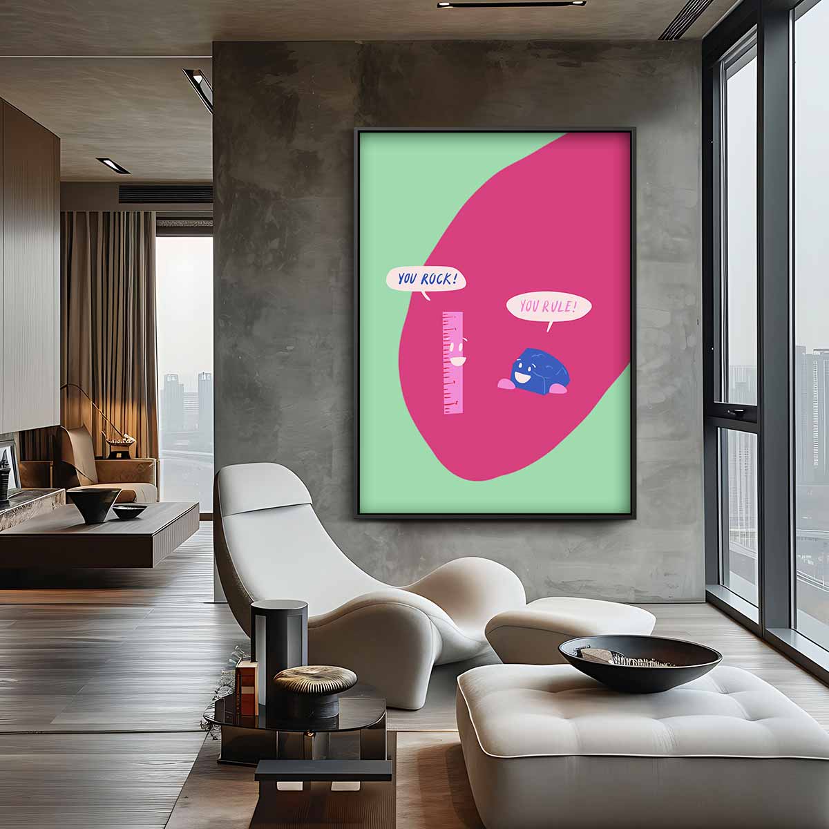 Vrolijke Vriendschap Illustratie – staande wandkunst voor woonkamer of interieur