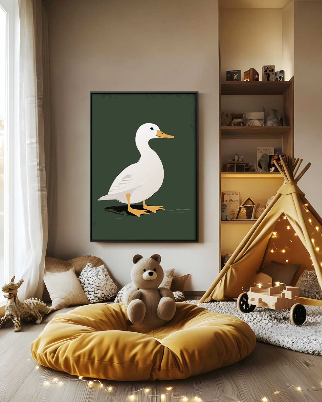 Eend op een Rustige Dag – modern portret kunstwerk van WallArtistic