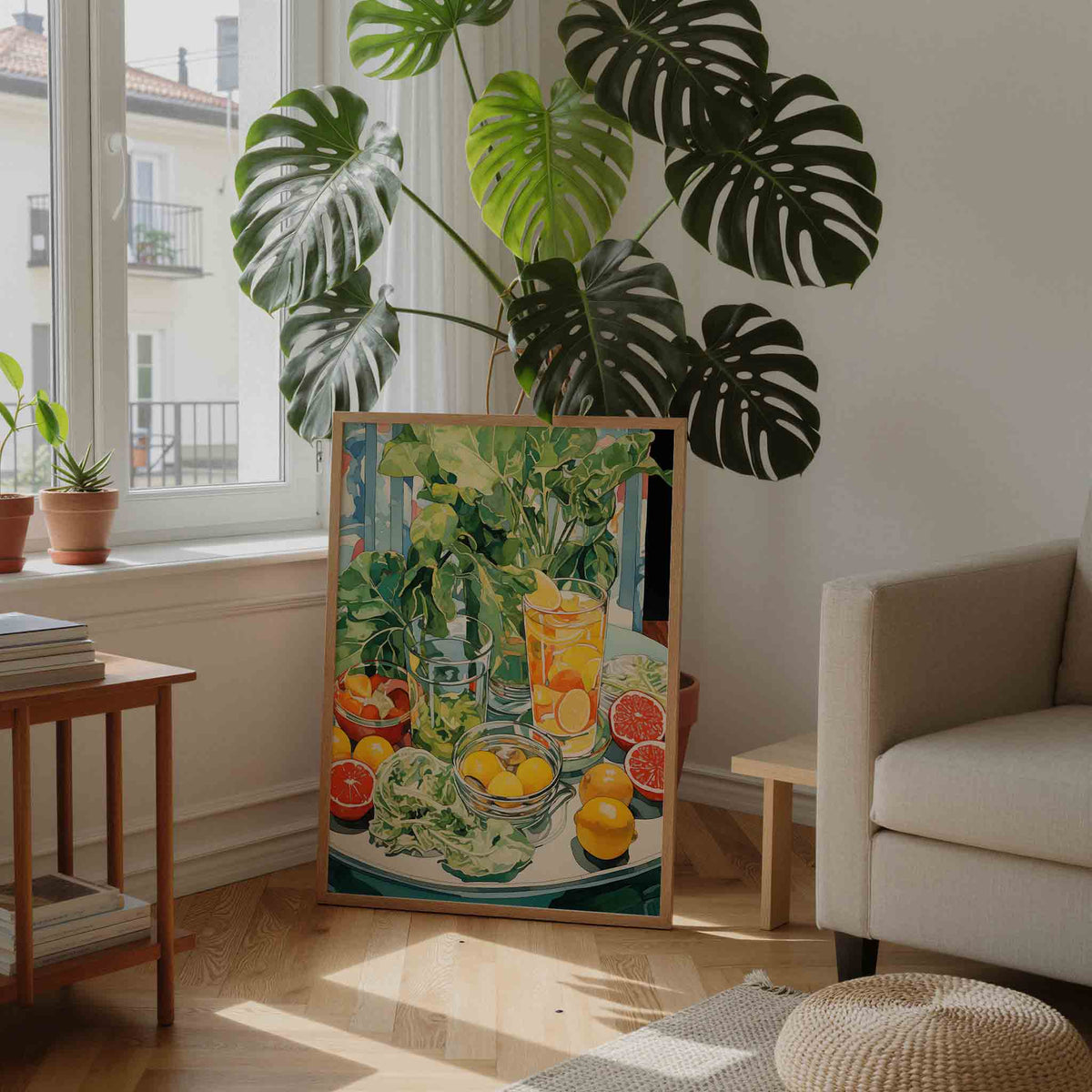 Groene bladeren en citrus – staande botanische wanddecoratie van WallArtistic