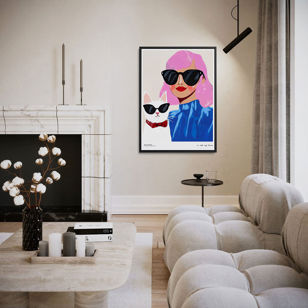 Vrolijke portret illustratie – moderne staande wandkunst