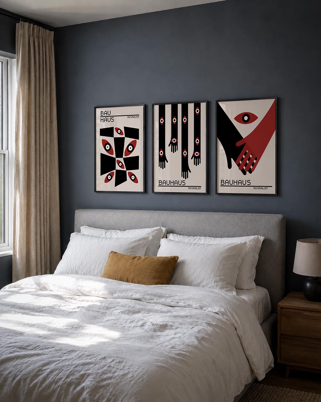 Vormen en vlakken posterset – derde productweergave – deze posterset in drie delen toont een spel van zwarte en rode vormen