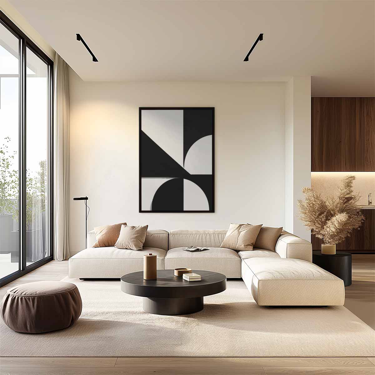 Abstract Geometrisch Contrast – plexiglas wanddecoratie in portret formaat