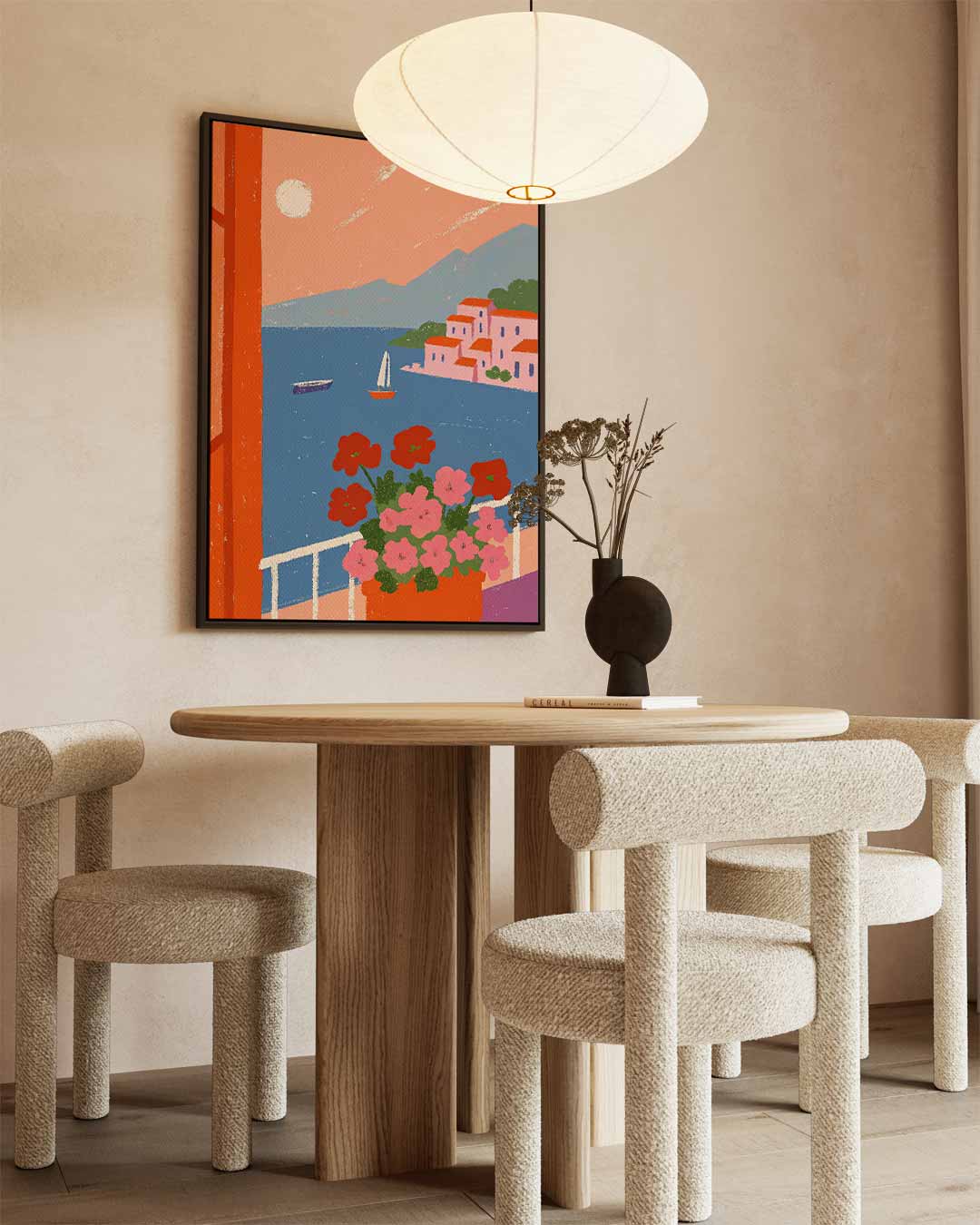 Uitzicht op Bloemrijke Haven – staand kunstwerk voor modern interieur