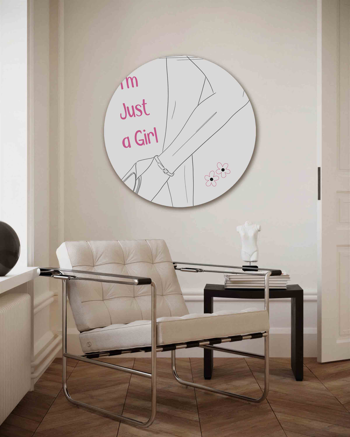 Just a girl – Pop Art muurcirkel als ronde wanddecoratie