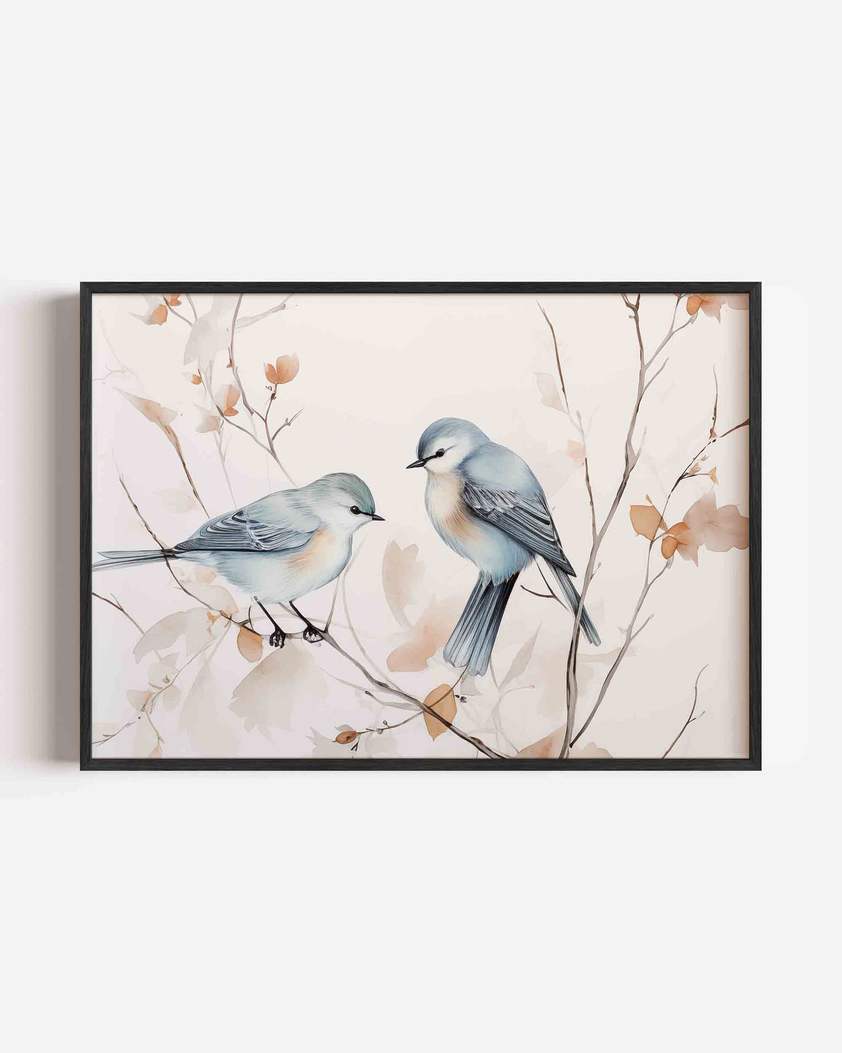 Vogels op tak – kleurrijke abstracte landscape poster als wanddecoratie