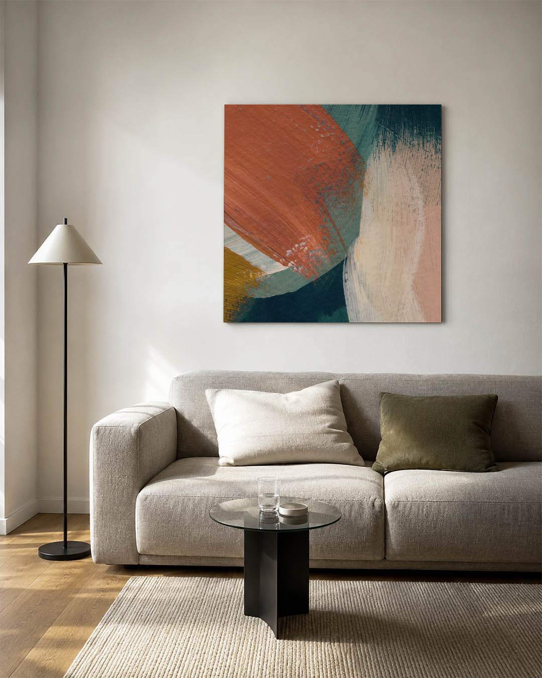 Dynamische kleurencompositie kunstwerk – detailweergave – dit werk toont een levendige mix van kleuren en vormen. De