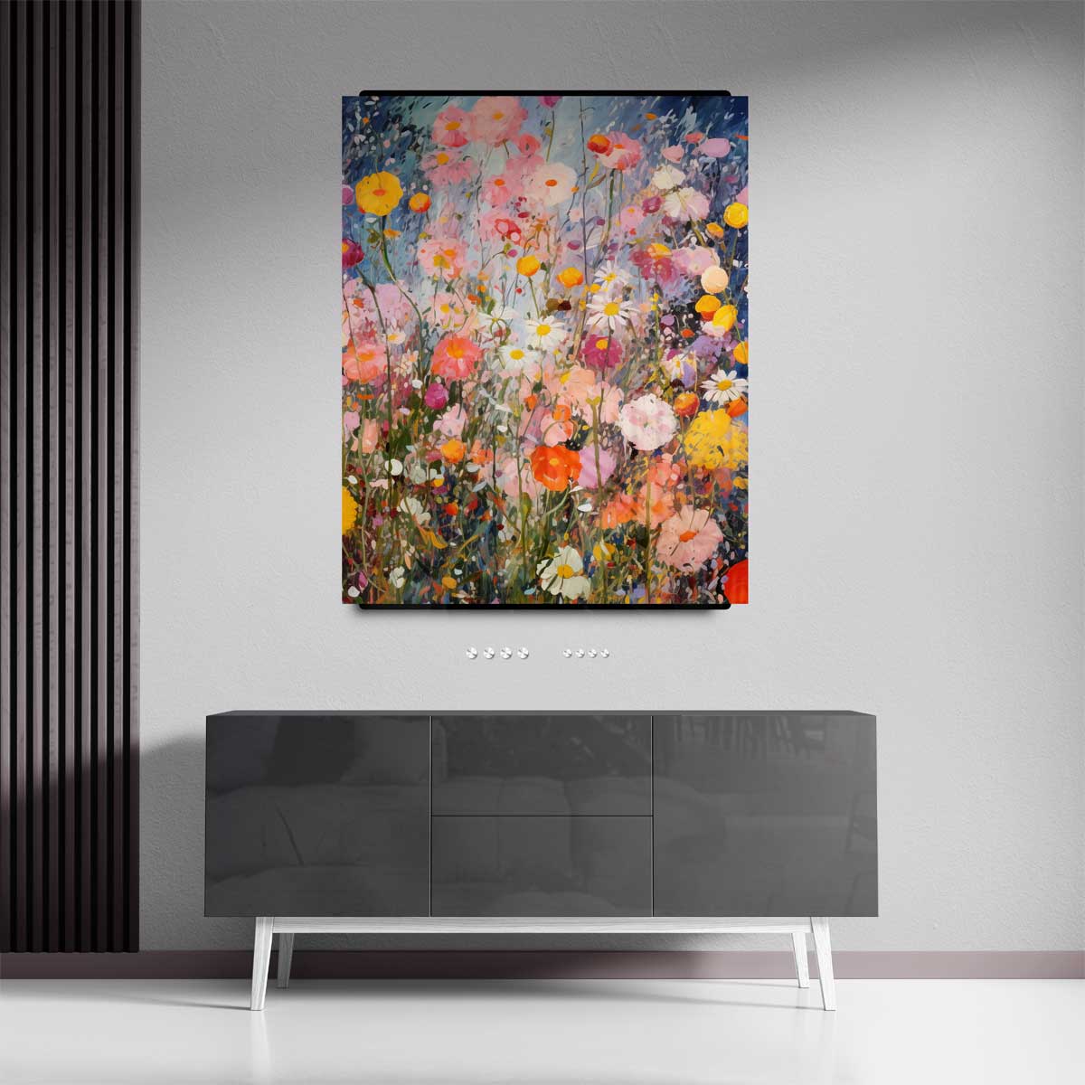 Kleurrijke Bloementuin Schilderij – portret wandkunst van WallArtistic