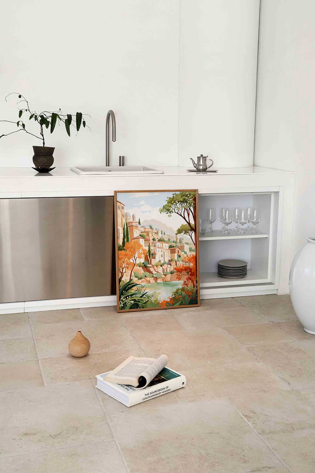 Mediterrane landschap – culinaire wandkunst als portret poster