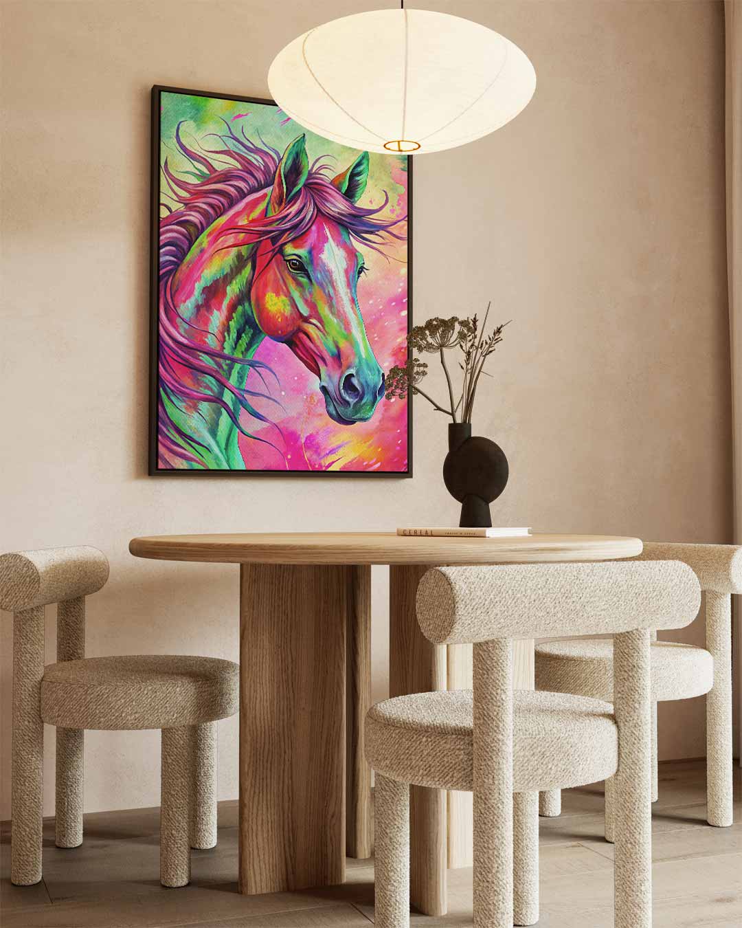 Kleurrijk Paardenportret – canvas wanddecoratie in portret formaat