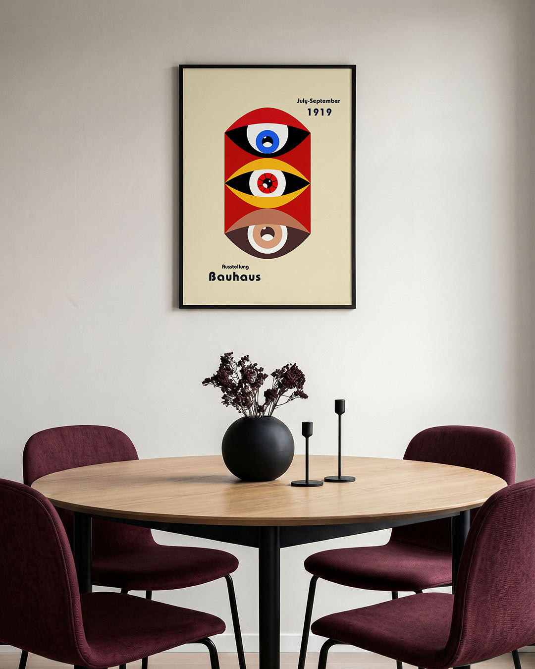 Oogvormen en kleur – staande Bauhaus poster voor aan de muur