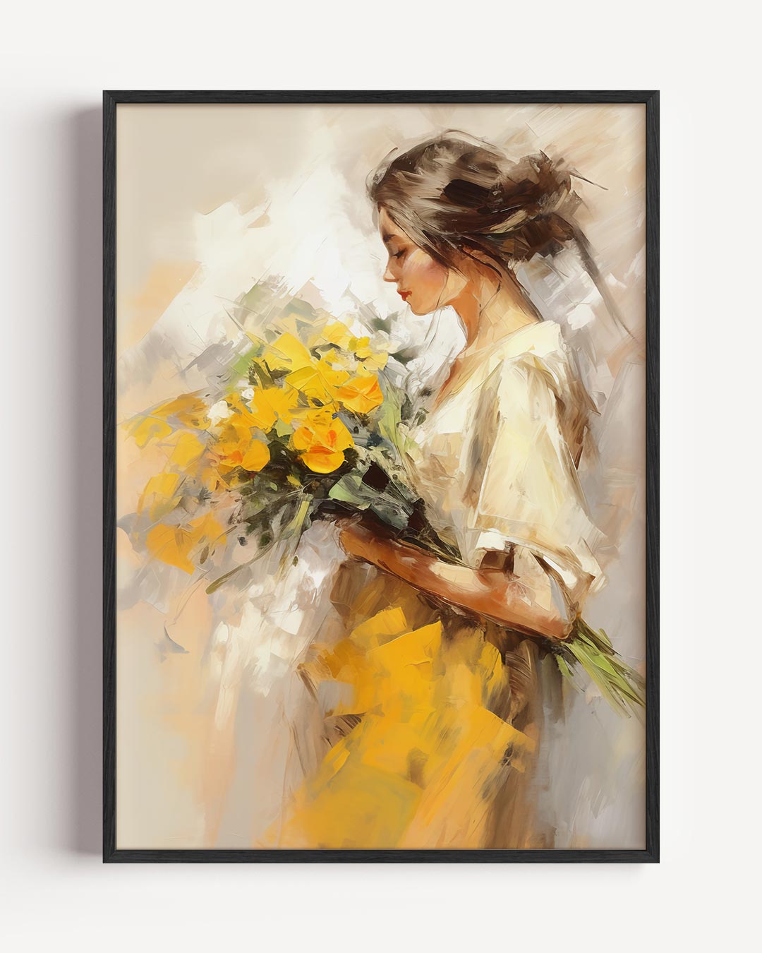 Dromerige Bloemenpracht – vrouwelijk portret poster als wanddecoratie