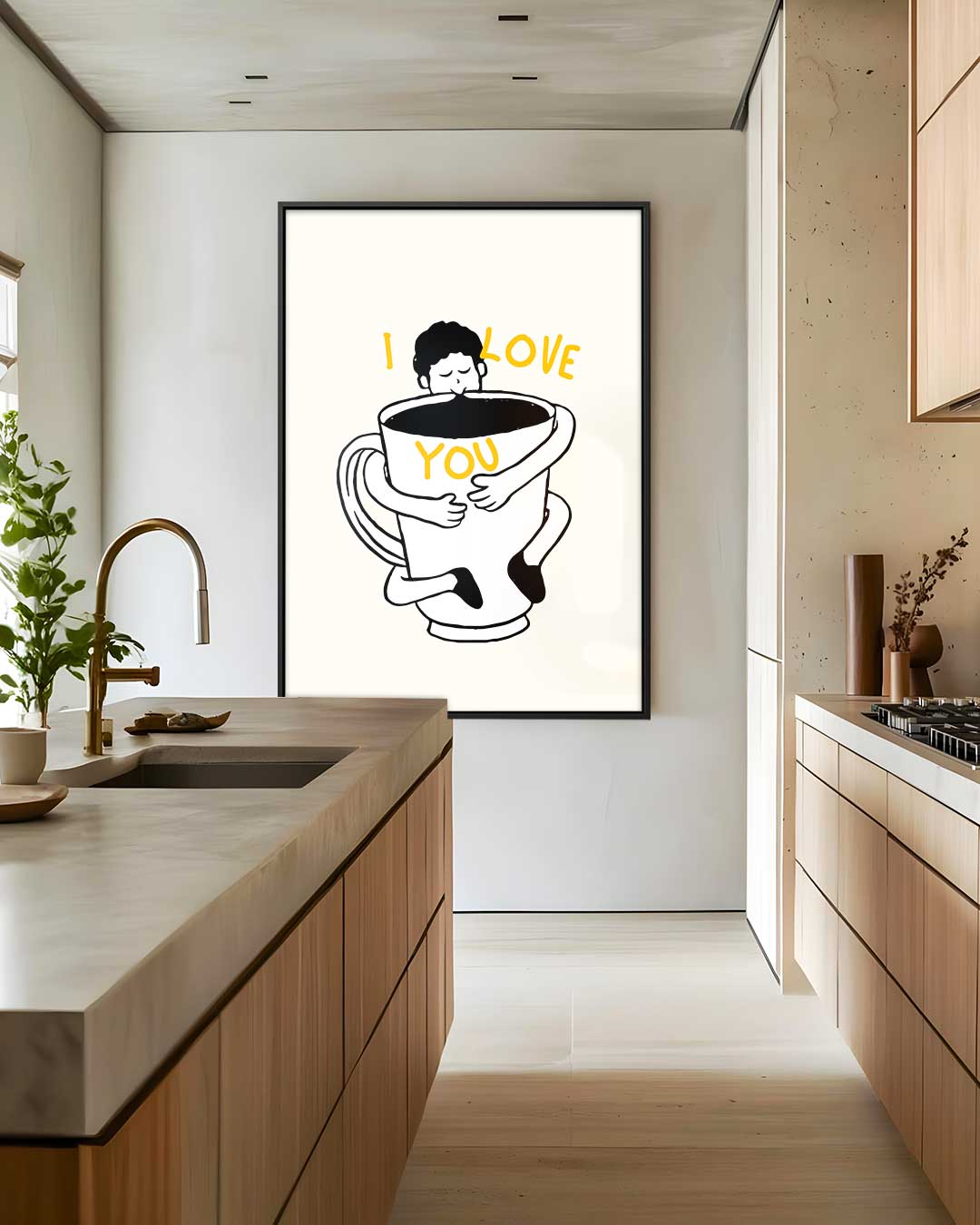 Koffieknuffel – dibond wanddecoratie in staand formaat