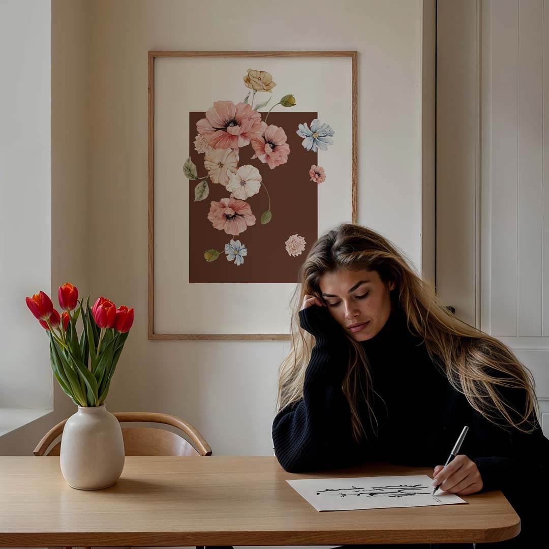 Bloemenpracht Wanddecoratie – bloemen poster in staand formaat