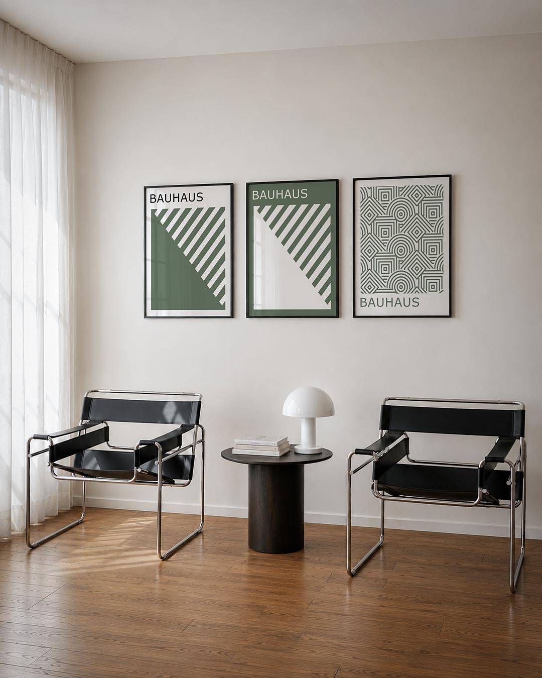 Lijnenspel en vlakken posterset – tweede productweergave – deze posterset in drie delen toont een dynamisch lijnenspel met
