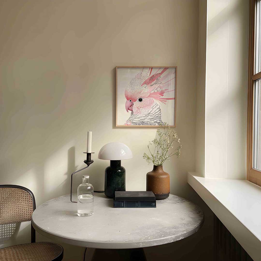 Roze vogel – dieren poster in vierkant formaat