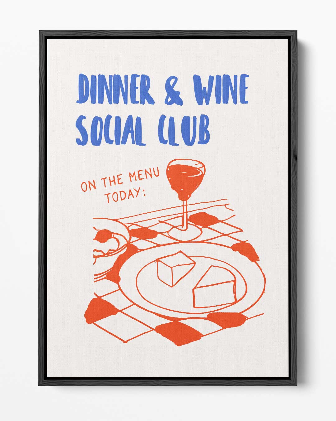 Dinner & Wine Social Club Poster – portret kunstwerk als wanddecoratie