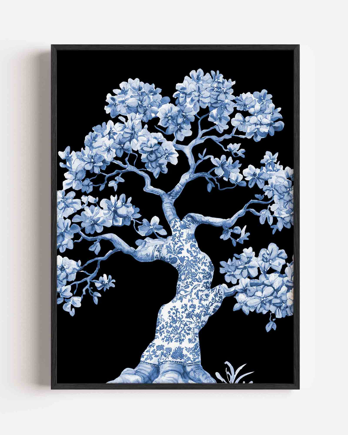 Bloeiende boom – Delfts blauwe portret poster als wanddecoratie