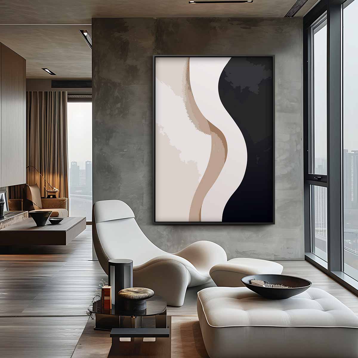 Golvende Abstractie – canvas wanddecoratie in portret formaat