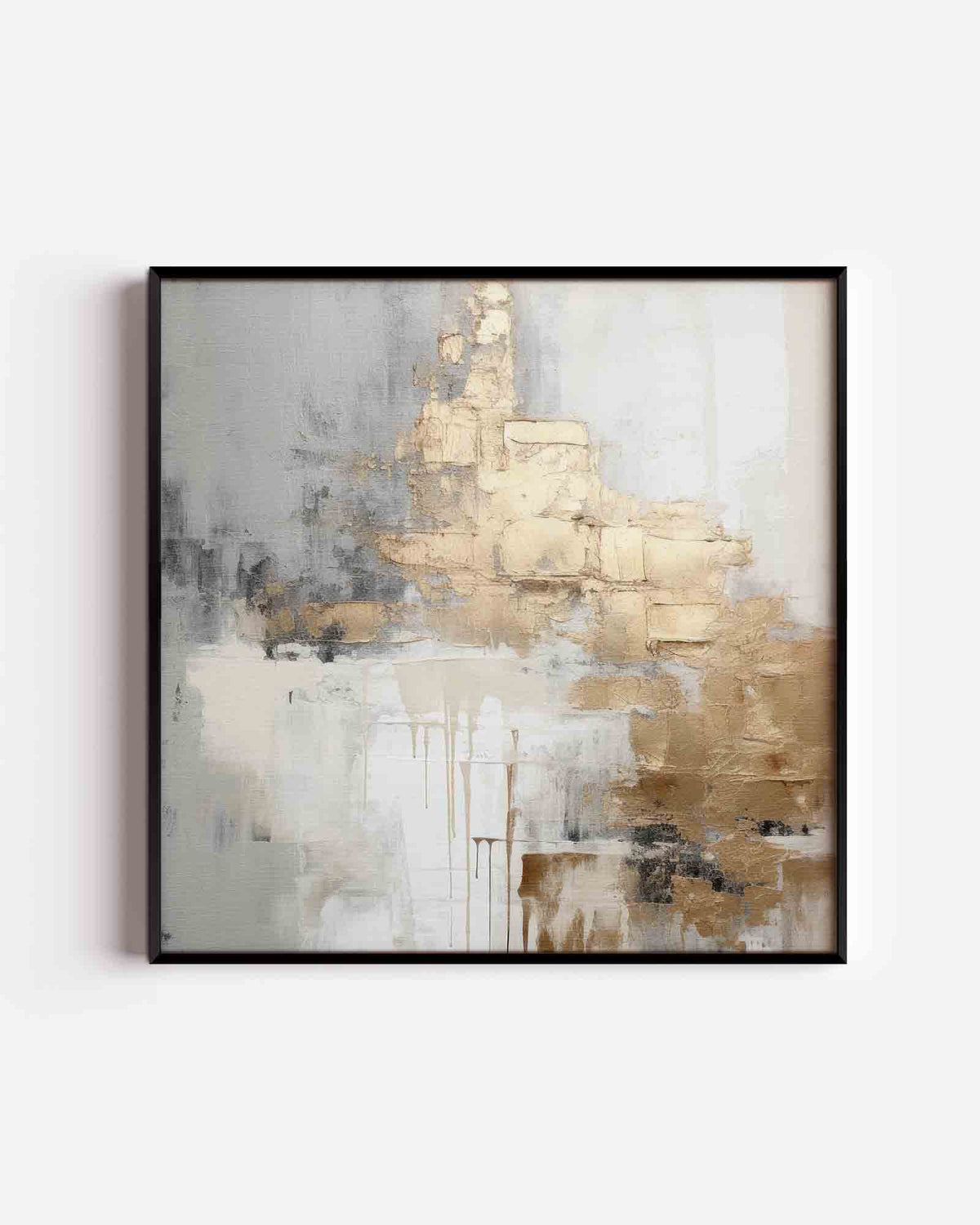 Abstracte gouden en grijze – zacht abstracte vierkante poster als wanddecoratie