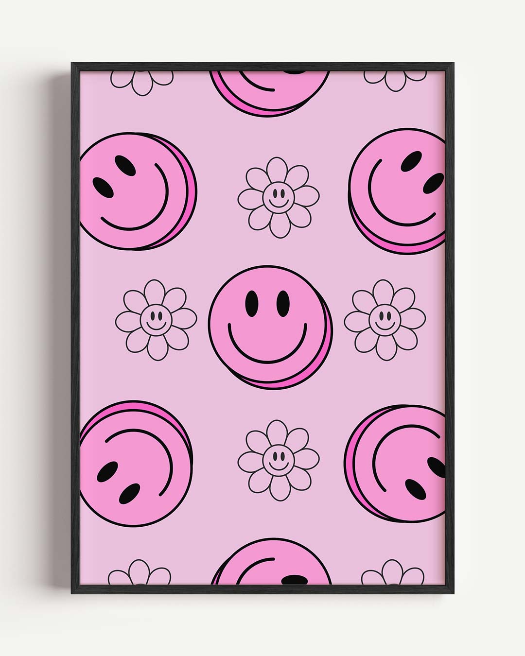 Vrolijke Bloemen en Smiley's – zomer portret poster als wanddecoratie