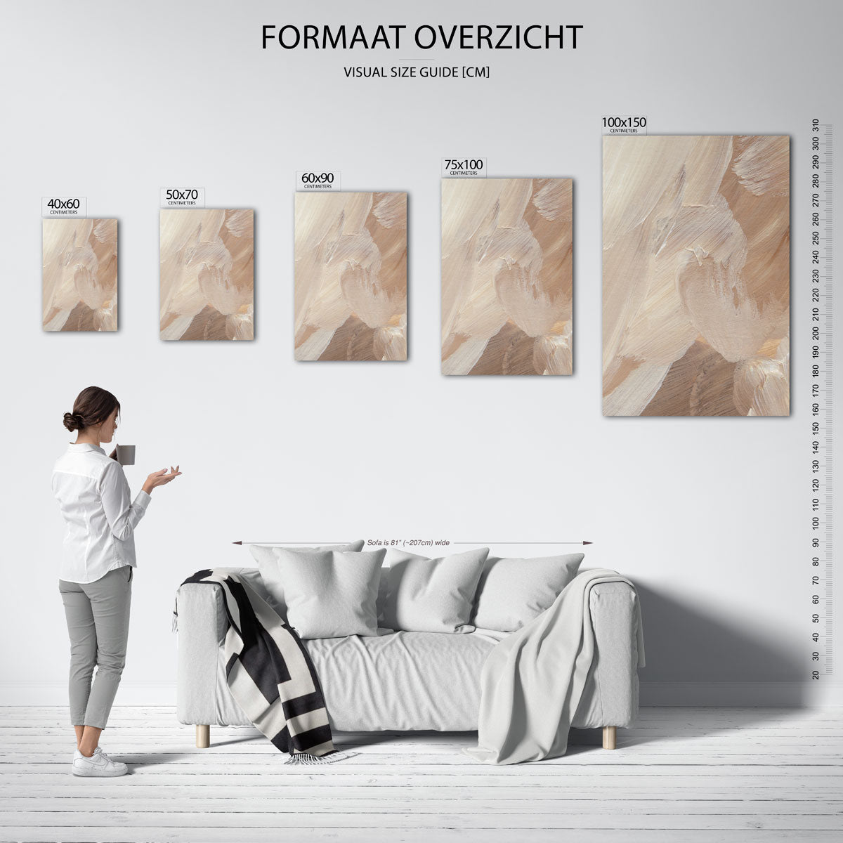 Organische penseelstreken – staande wanddecoratie van WallArtistic