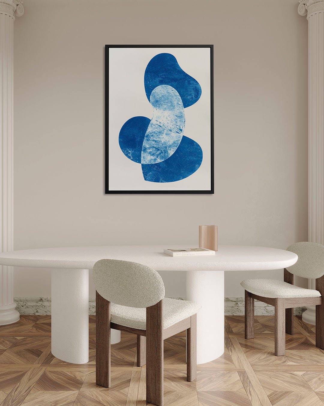 Organische blauwe vormen – staand wanddecoratie kunstwerk