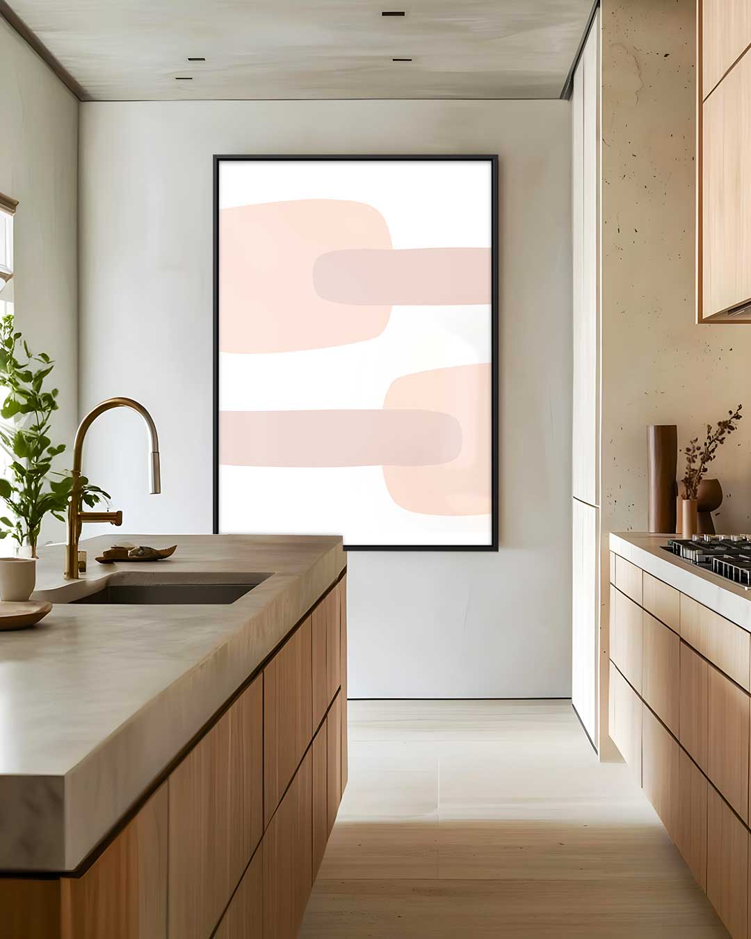 Zachte Pastel Abstract – dibond wanddecoratie in staand formaat