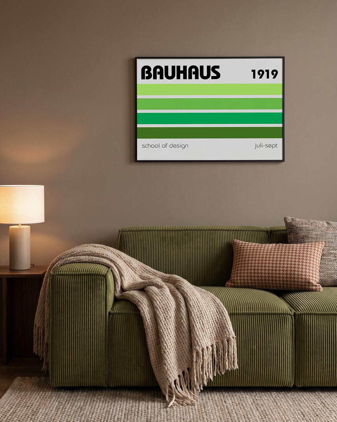 Lijnen en kleurvlakken – geometrische Bauhaus poster in liggend formaat