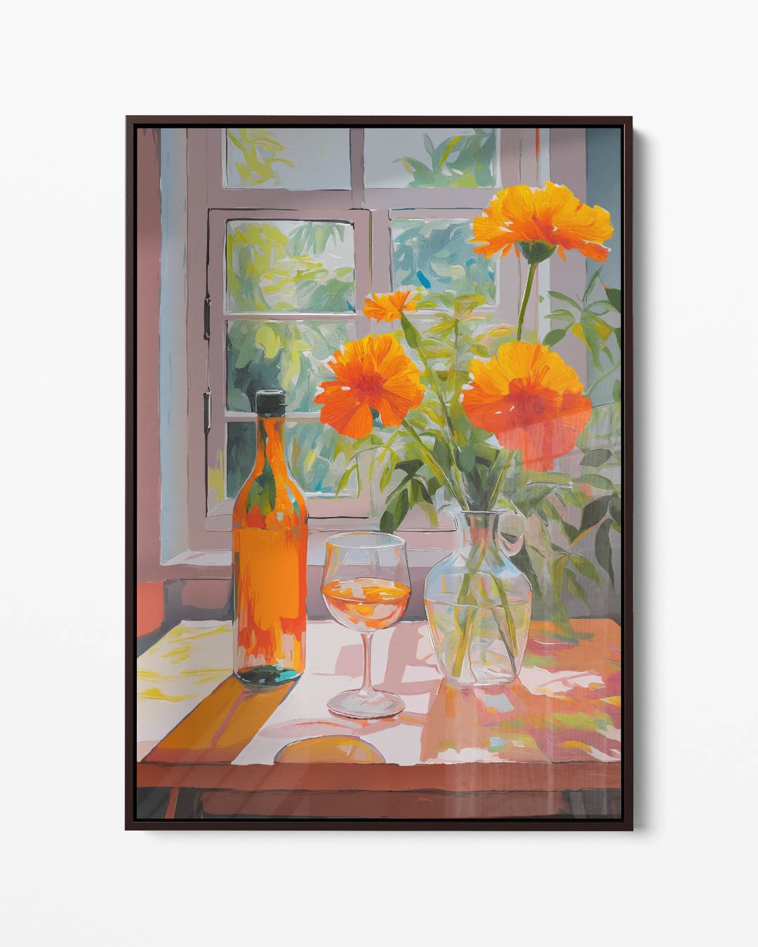 Zomerse Vensterbank Charme – portret kunstwerk als wanddecoratie