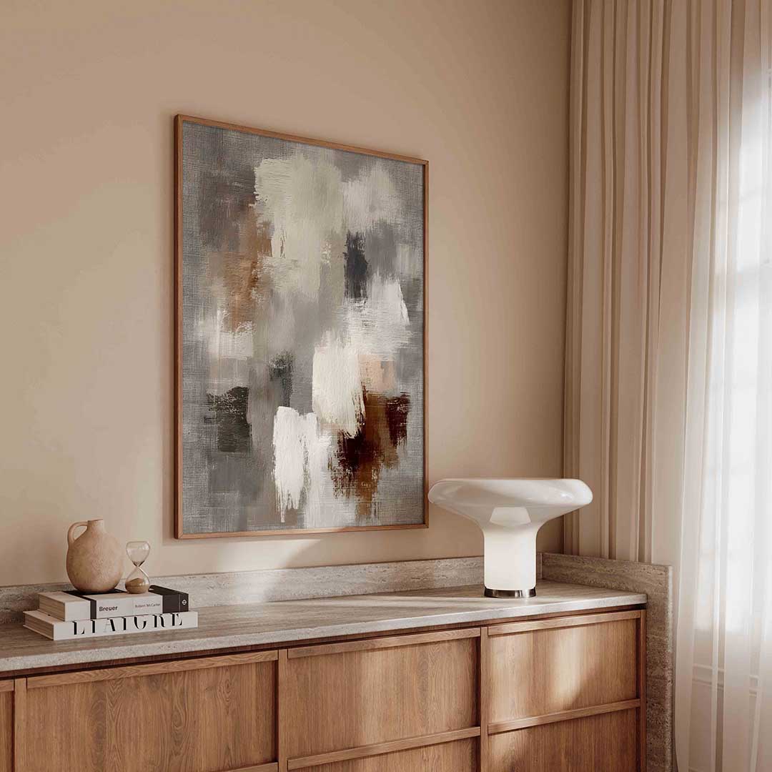 Abstracte beige en grijze – textuur poster in staand formaat